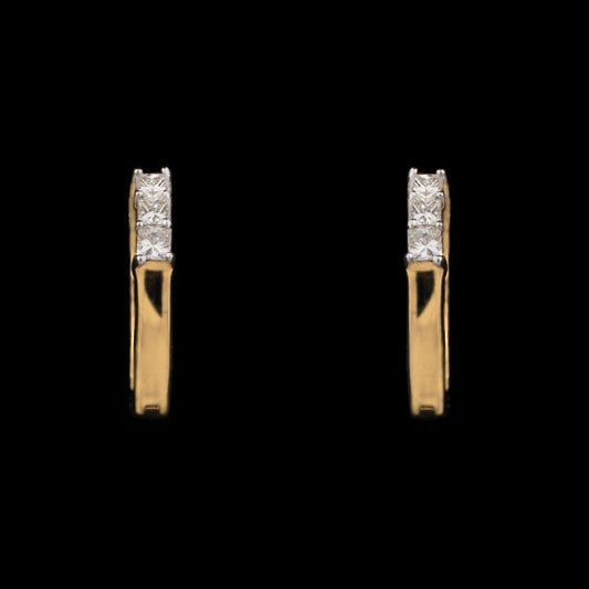 18K Yellow Gold Diamond Earrings - 0.12ct VVS-VS-GH