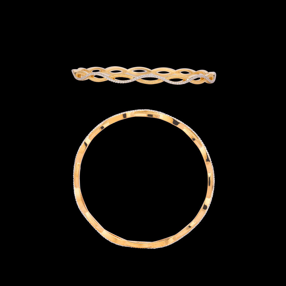 18K Yellow Gold Diamond Bangle - 0.695ct VS-SI-GH