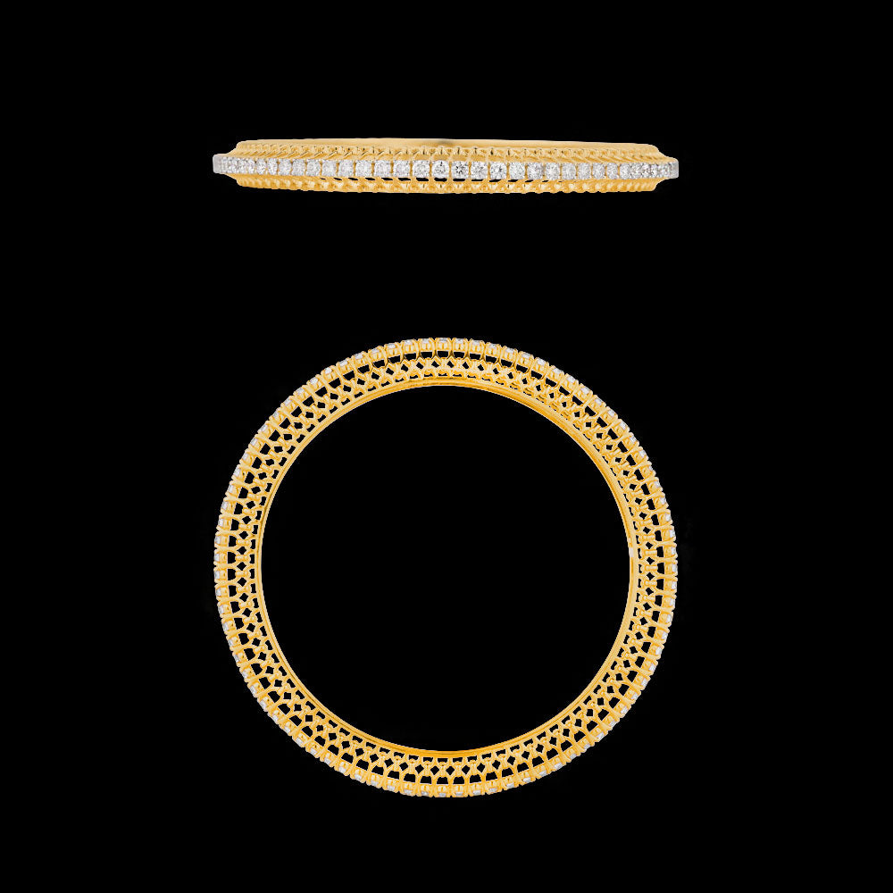 18K Yellow Gold Diamond Bangle - 7.494ct SI-GH