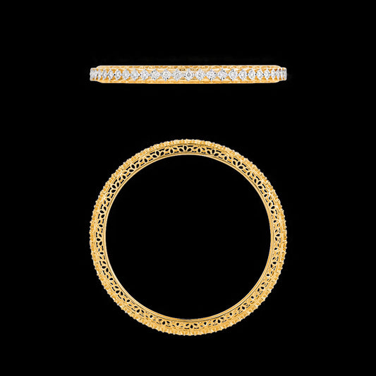 18K Yellow Gold Diamond Bangle - 3.973ct VVS-VS-HI