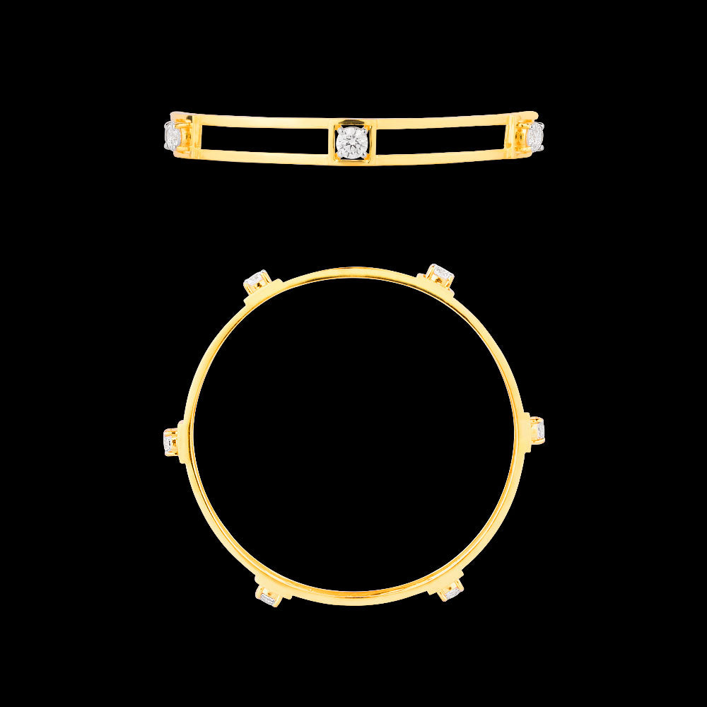 18K Yellow Gold Diamond Bangle - 4.588ct SI-GH