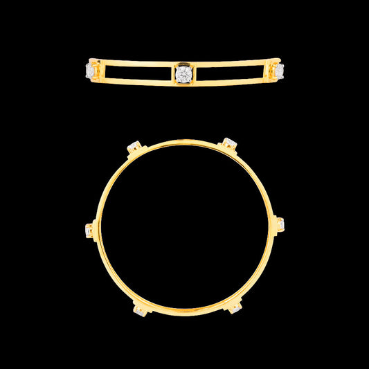 18K Yellow Gold Diamond Bangle - 4.588ct SI-GH