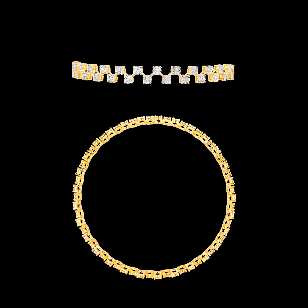 18K Yellow Gold Diamond Bangle - 2.213ct VVS-VS-GH