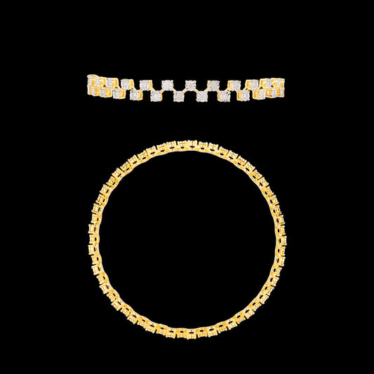 18K Yellow Gold Diamond Bangle - 2.213ct VVS-VS-GH