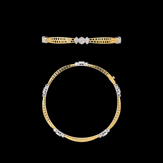14K Yellow Gold Diamond Bangle - 1.235ct VVS-VS-GH