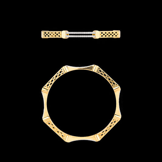 18K Yellow Gold Diamond Bangle - 1.423ct VS-SI-GH