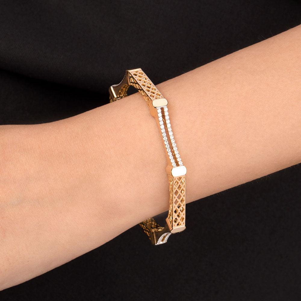 18K Yellow Gold Diamond Bangle - 1.423ct VS-SI-GH