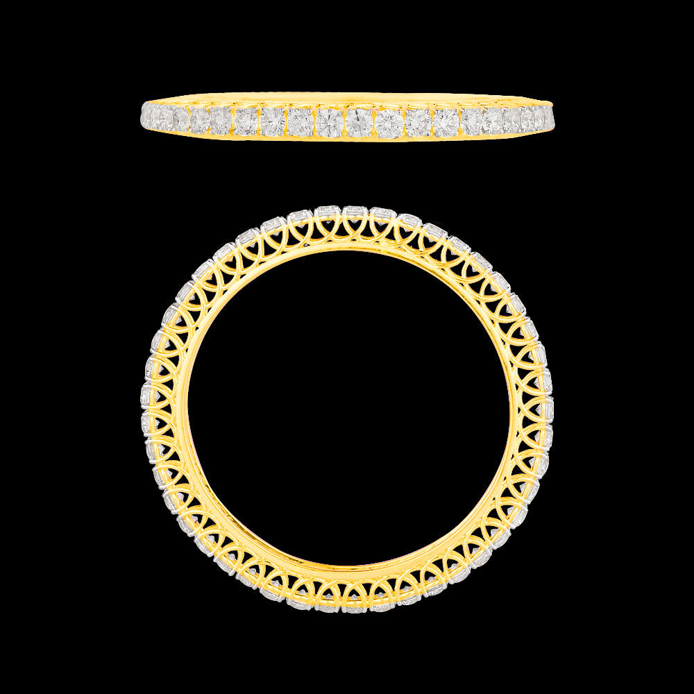 18K Yellow Gold Diamond Bangle - 46.3ct VVS-VS-GH