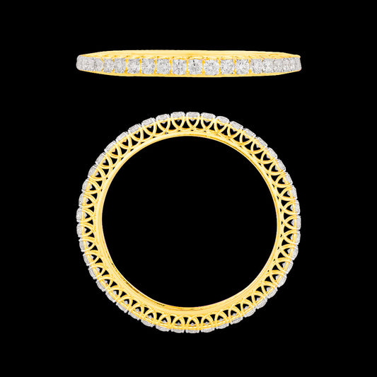 18K Yellow Gold Diamond Bangle - 46.3ct VVS-VS-GH