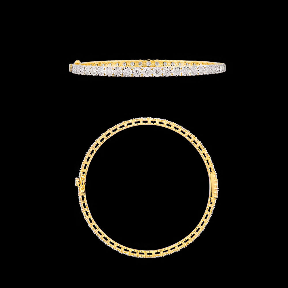 18K Yellow Gold Diamond Bangle - 4.923ct SI-GH