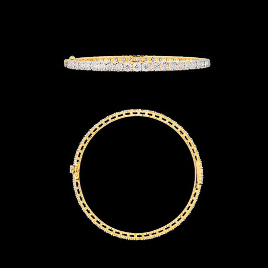 18K Yellow Gold Diamond Bangle - 4.923ct SI-GH