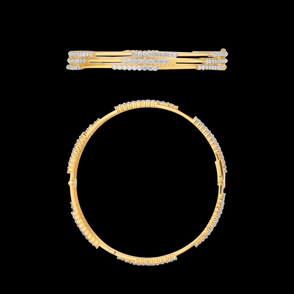18K Yellow Gold Diamond Bangle - 6.832ct VVS-VS-GH