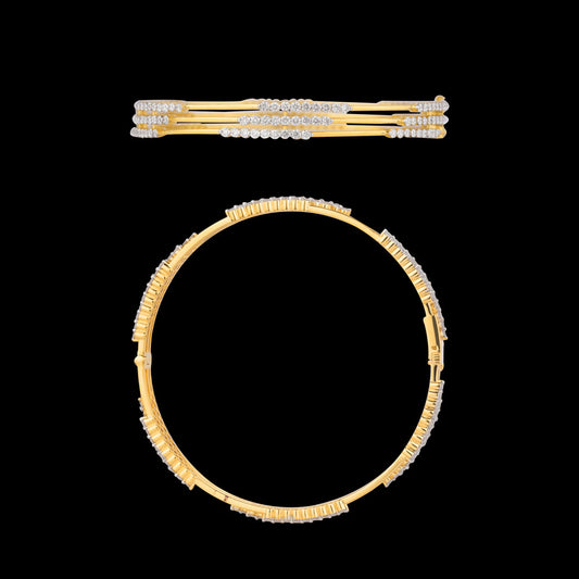 18K Yellow Gold Diamond Bangle - 6.832ct VVS-VS-GH