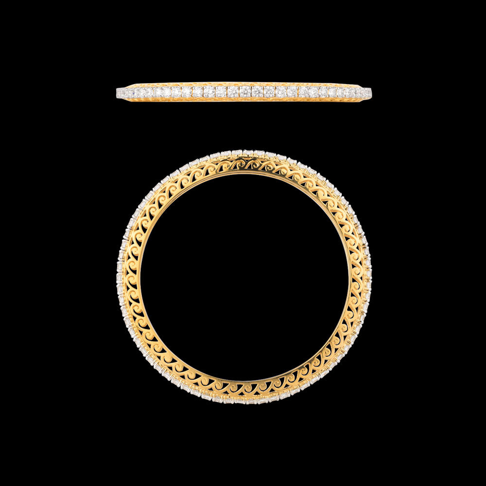 18K Yellow Gold Diamond Bangle - 15.047ct VVS-VS-IJ