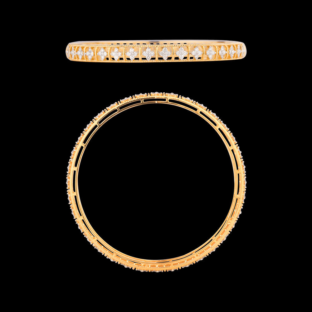 18K Yellow Gold Diamond Bangle - 2.595ct VVS-VS-GH