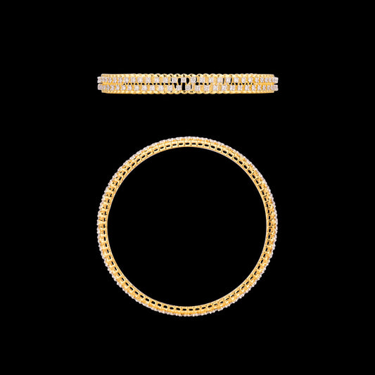 18K Yellow Gold Diamond Bangle - 7.392ct VVS-VS-GH
