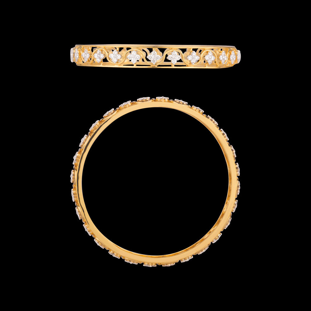 18K Yellow Gold Diamond Bangle - 2.246ct VS-EF