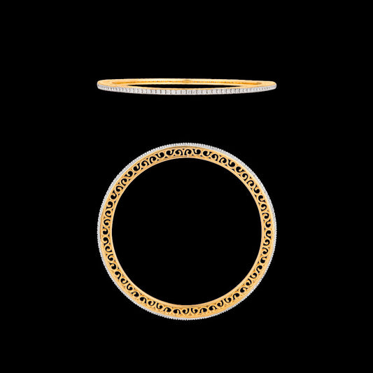 18K Yellow Gold Diamond Bangle - 4.291ct VVS-VS-GH