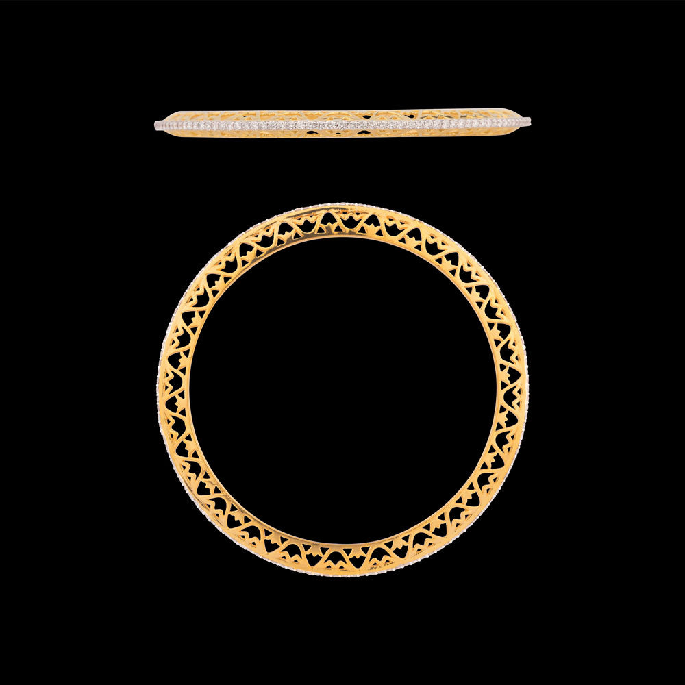 18K Yellow Gold Diamond Bangle - 2.282ct VVS-VS-GH