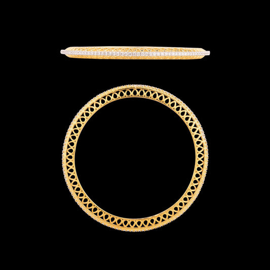 18K Yellow Gold Diamond Bangle - 2.166ct VVS-VS-EF