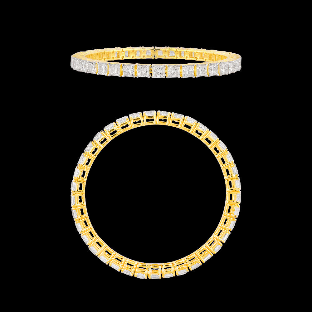 18K Yellow Gold Diamond Bangle - 29.22ct VVS-VS-GHI with Colour Stones