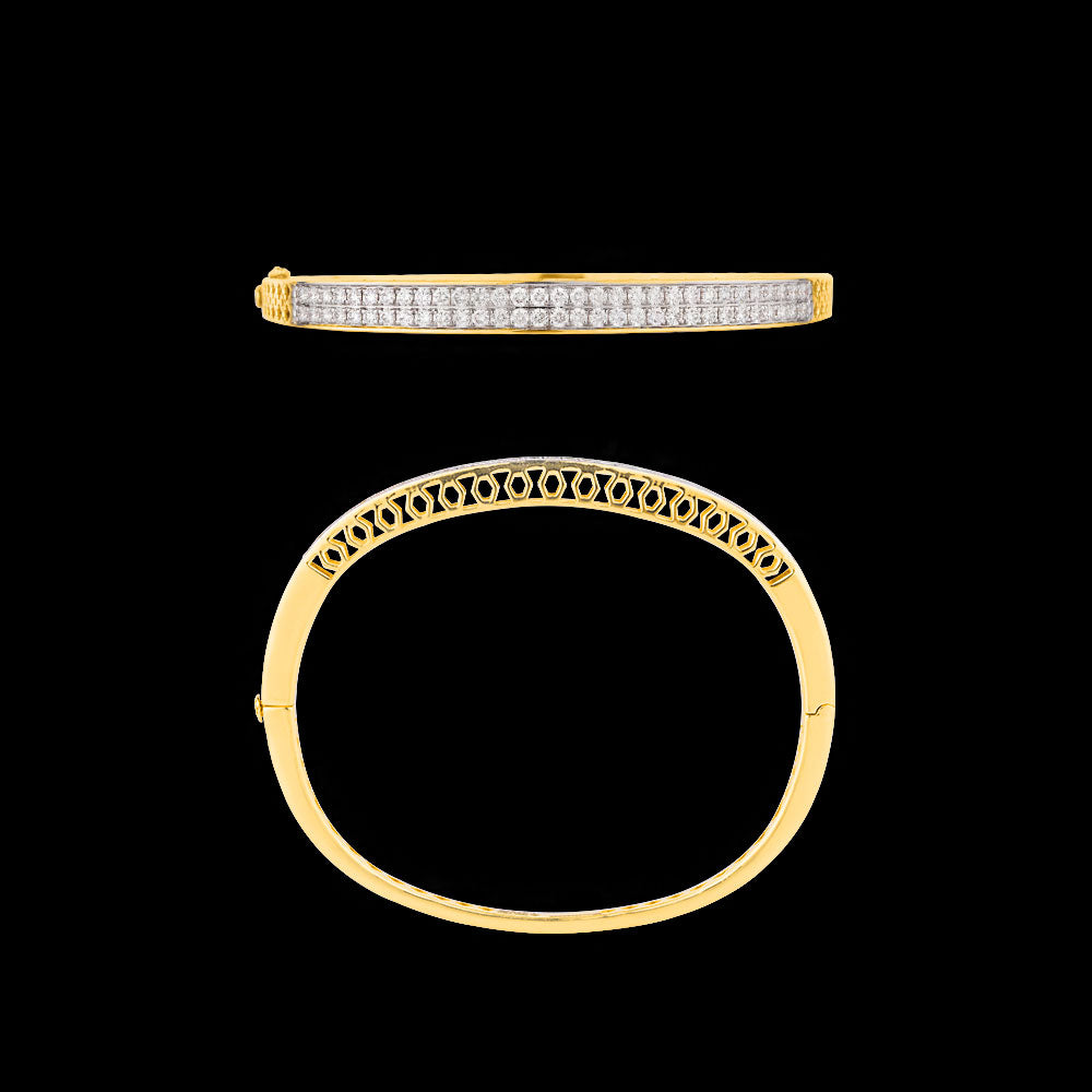 18K Yellow Gold Diamond Kada - 1.503ct VVS-GH