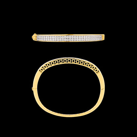 18K Yellow Gold Diamond Kada - 1.503ct VVS-GH