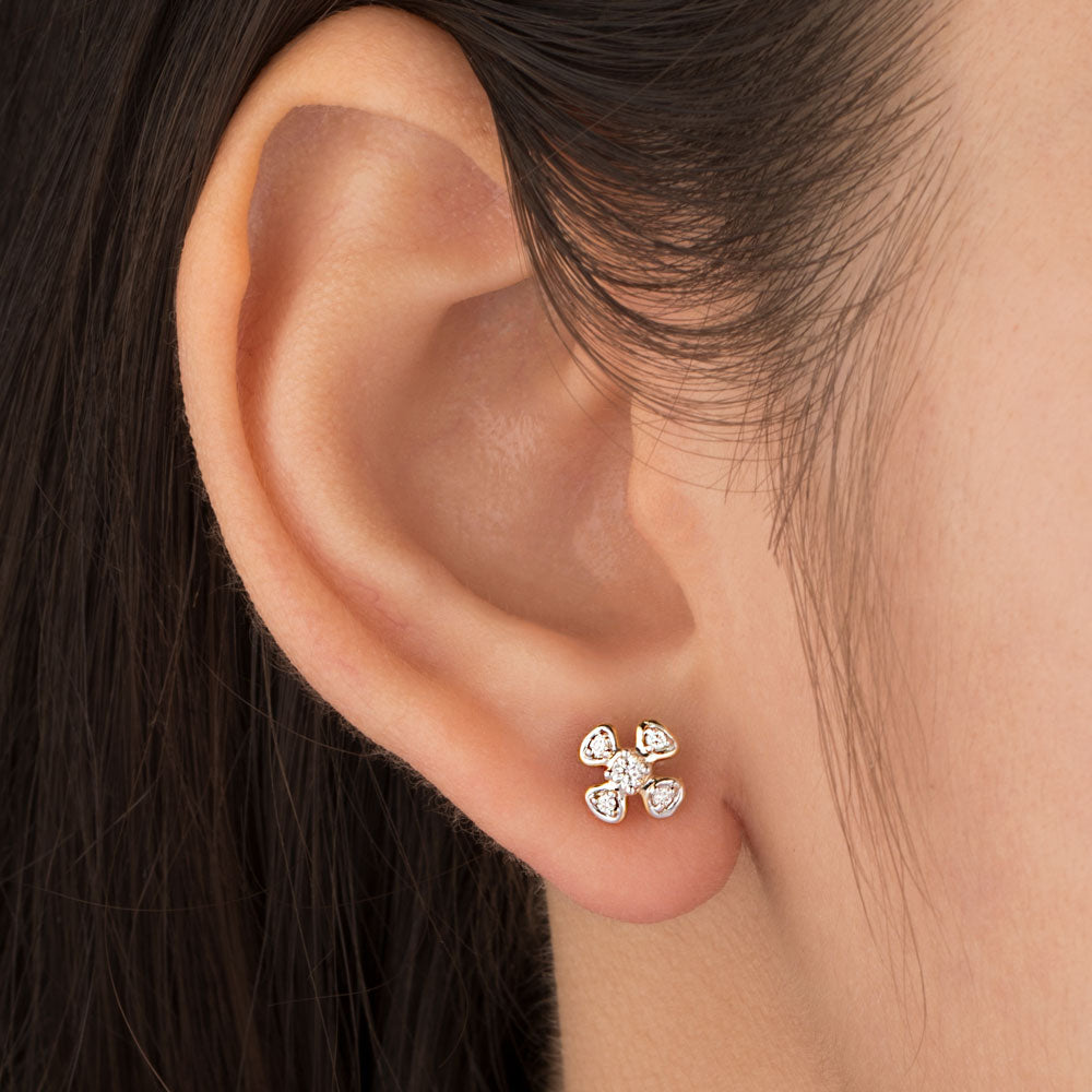 14K Yellow Gold Diamond Earrings - 0.16ct SI-GH