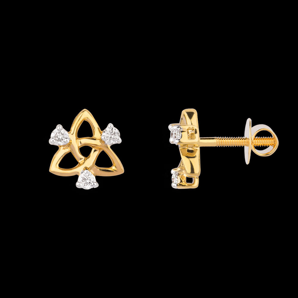14K Yellow Gold Diamond Earrings - 0.18ct SI-HI