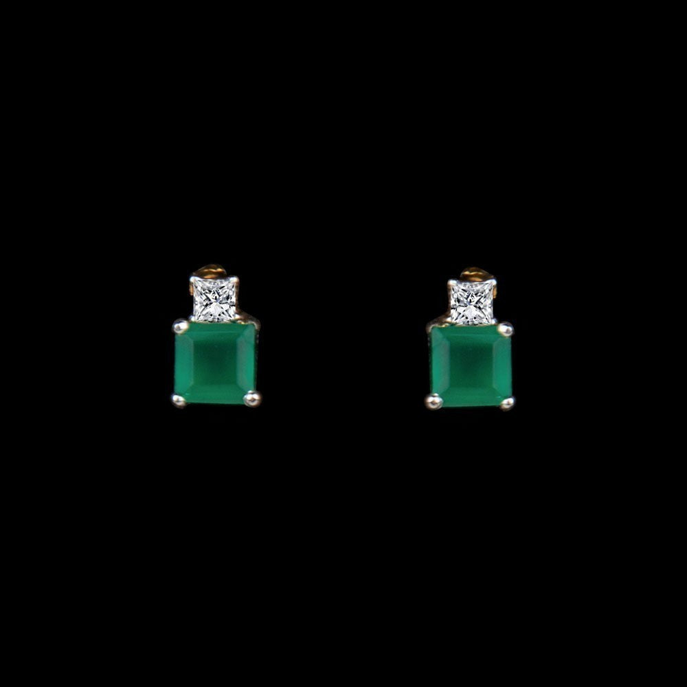 14K Yellow Gold Diamond Earrings - 0.16ct SI-GH with Colour Stones