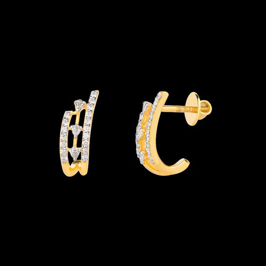 18K Yellow Gold Diamond Earrings - 0.279ct VVS-EF