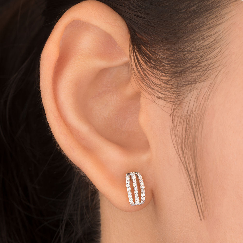 18K Rose Gold Diamond Earrings - 0.175ct VS-SI-FG