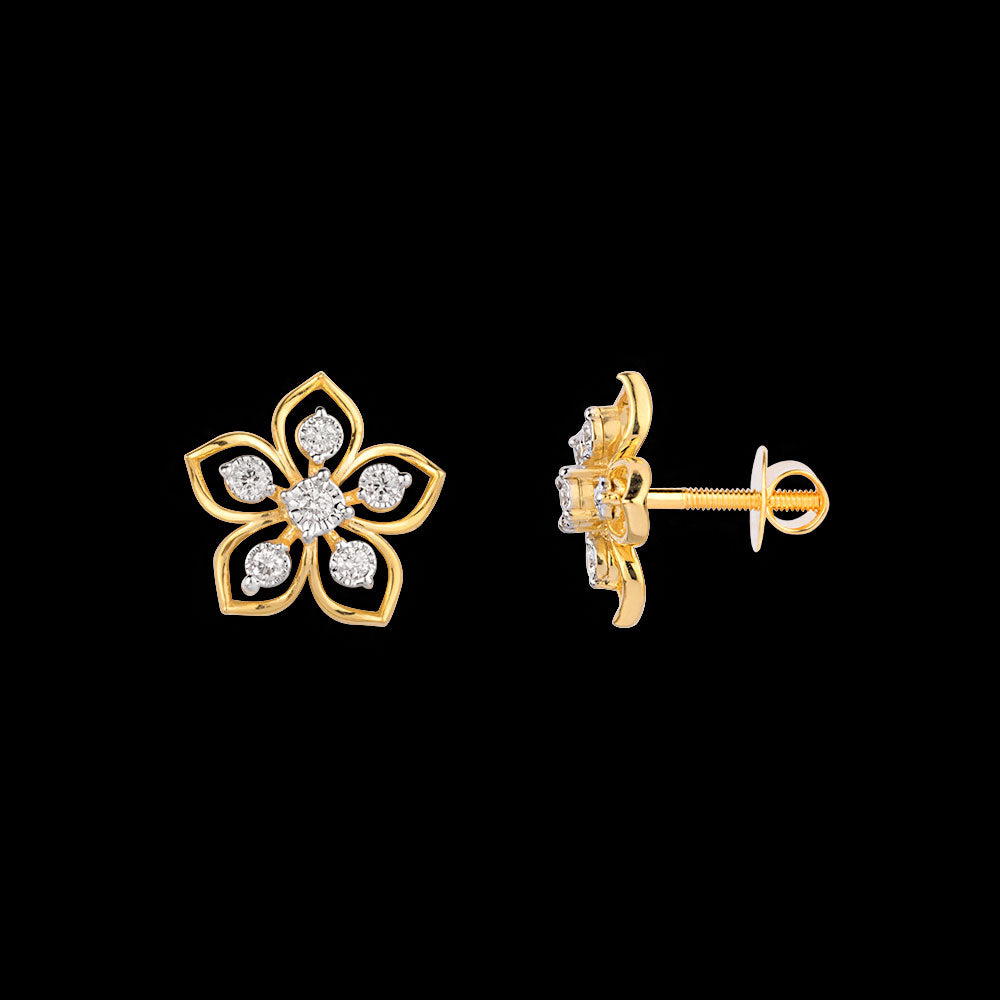 18K Yellow Gold Diamond Earrings - 0.131ct SI-GH