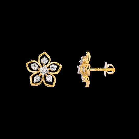 18K Yellow Gold Diamond Earrings - 0.131ct SI-GH