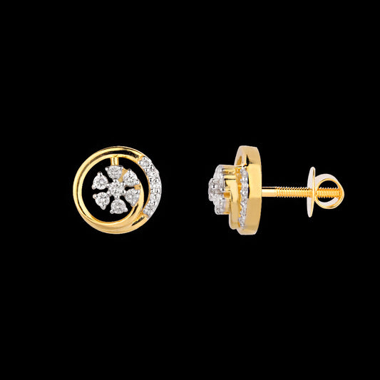 18K Yellow Gold Diamond Earrings - 0.2ct SI-GH
