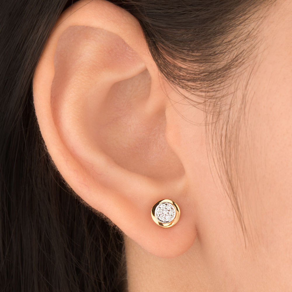 18K Yellow Gold Diamond Earrings - 0.106ct SI-GH