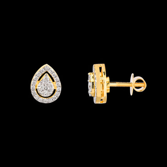 18K Yellow Gold Diamond Earrings - 0.38ct VVS-GH