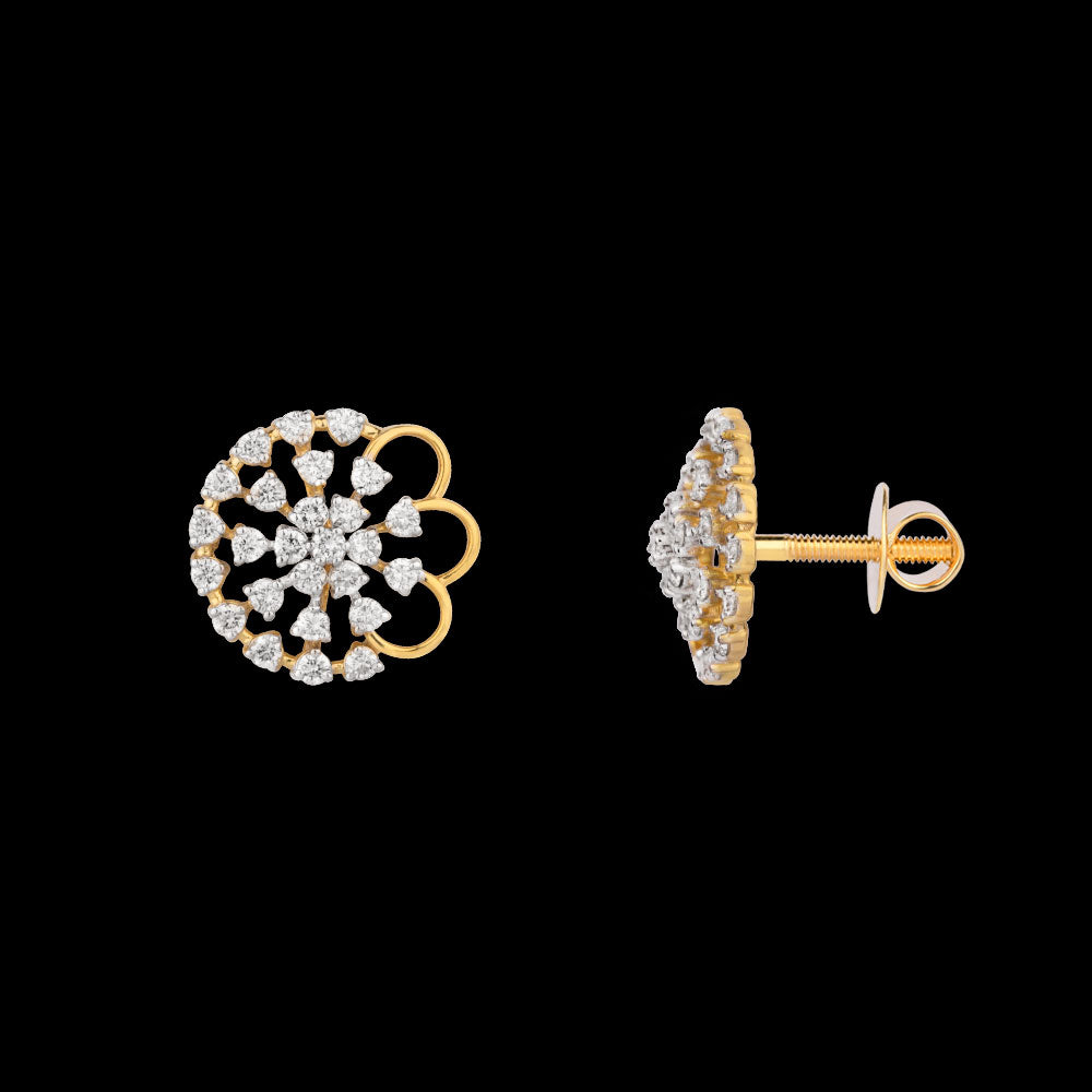 18K Yellow Gold Diamond Earrings - 0.443ct VVS-EF