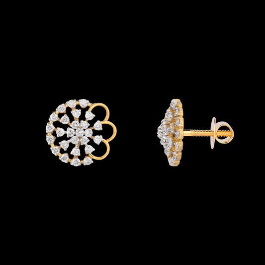 18K Yellow Gold Diamond Earrings - 0.443ct VVS-EF