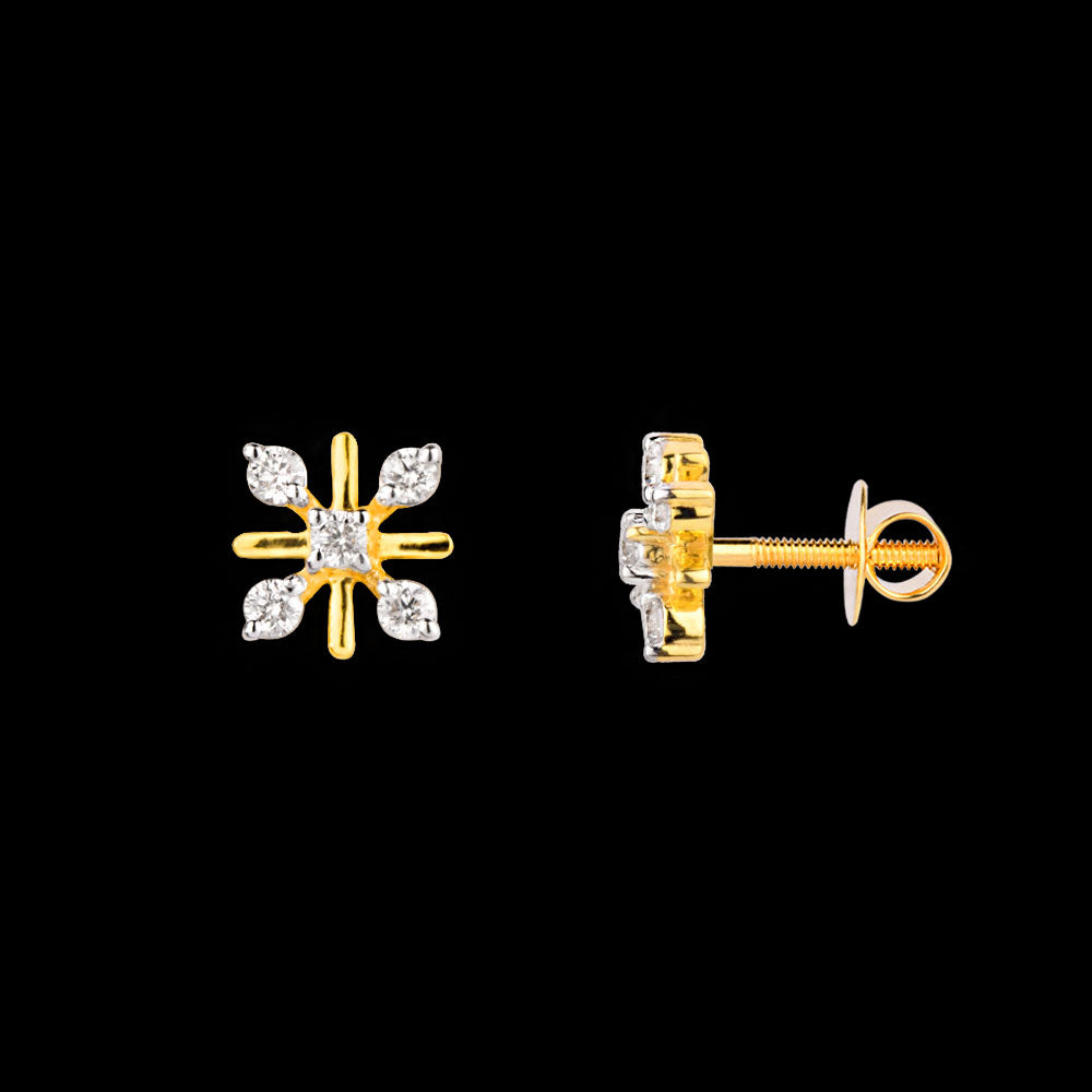 18K Yellow Gold Diamond Earrings - 0.07ct VS-HI