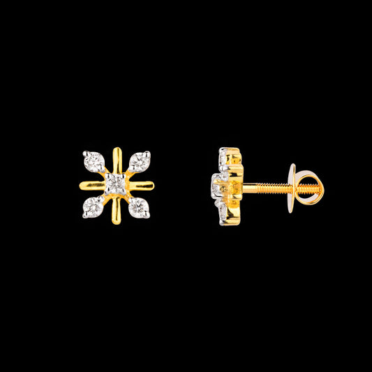 18K Yellow Gold Diamond Earrings - 0.07ct VS-HI