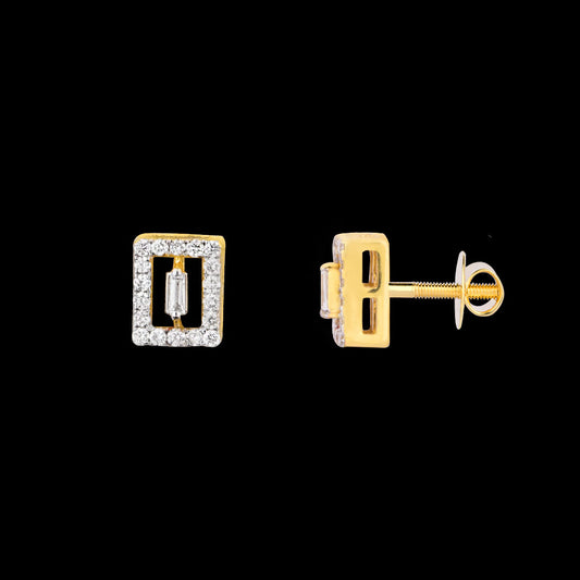 18K Yellow Gold Diamond Earrings - 0.157ct VS-HI