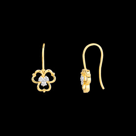 18K Yellow Gold Diamond Earrings - 0.19ct VS-GH