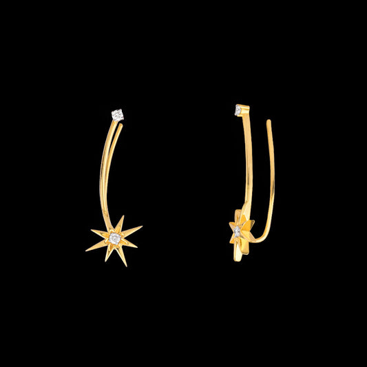 18K Yellow Gold Diamond Earrings - 0.179ct SI-IJ
