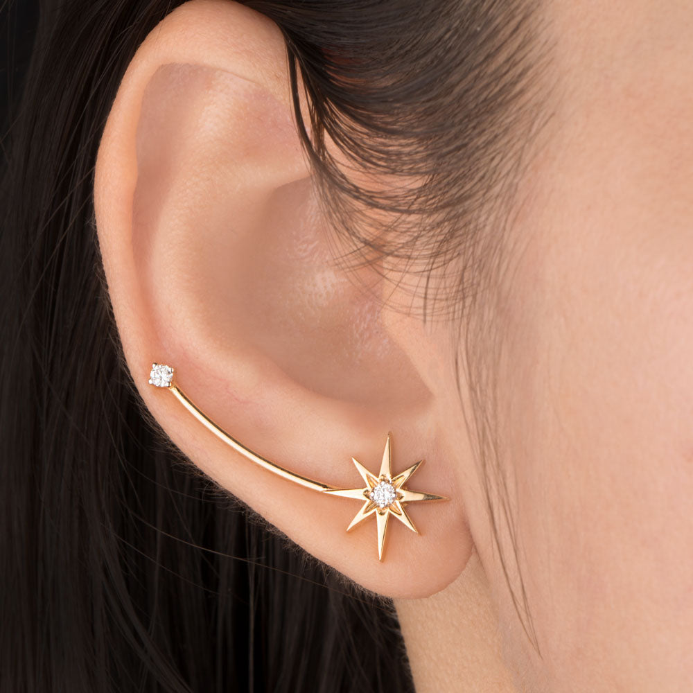 18K Yellow Gold Diamond Earrings - 0.179ct SI-IJ