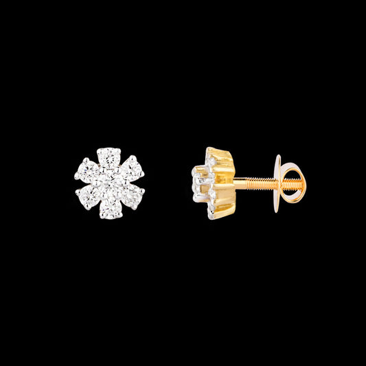 18K Yellow Gold Diamond Earrings - 0.136ct VVS-EF
