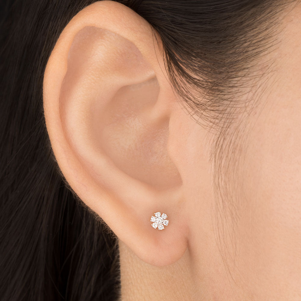 18K Yellow Gold Diamond Earrings - 0.136ct VVS-EF