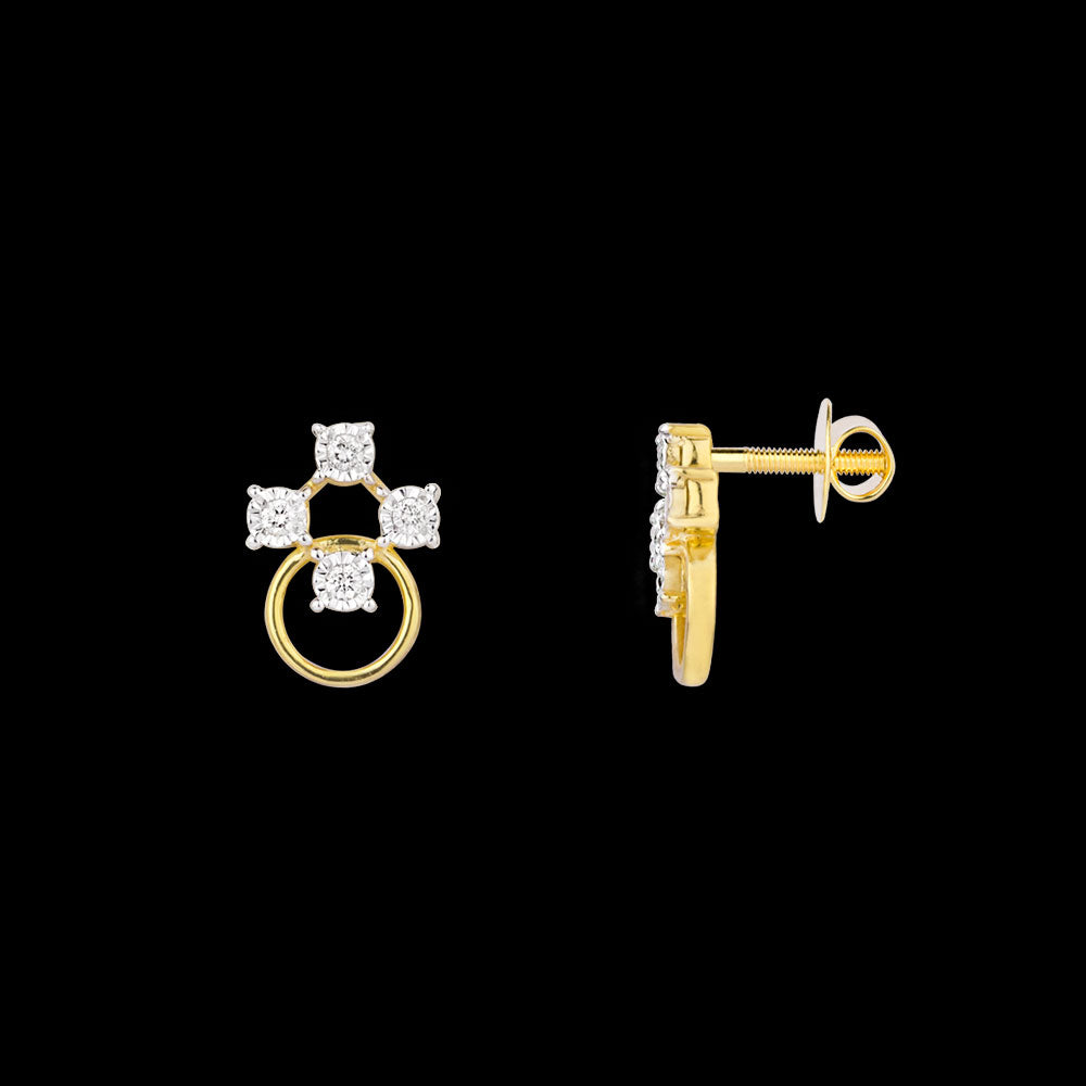 18K Yellow Gold Diamond Earrings - 0.062ct VVS-VS-FG