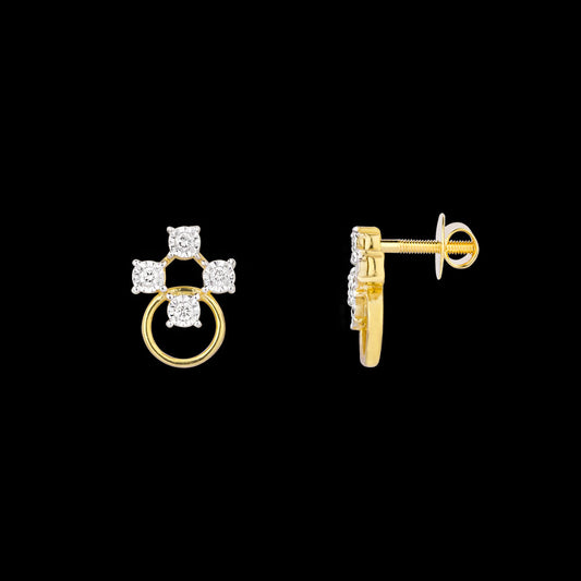 18K Yellow Gold Diamond Earrings - 0.062ct VVS-VS-FG