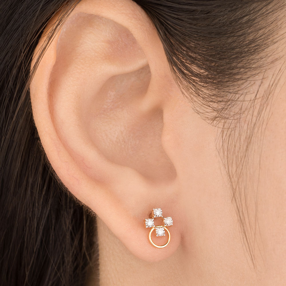 18K Yellow Gold Diamond Earrings - 0.062ct VVS-VS-FG